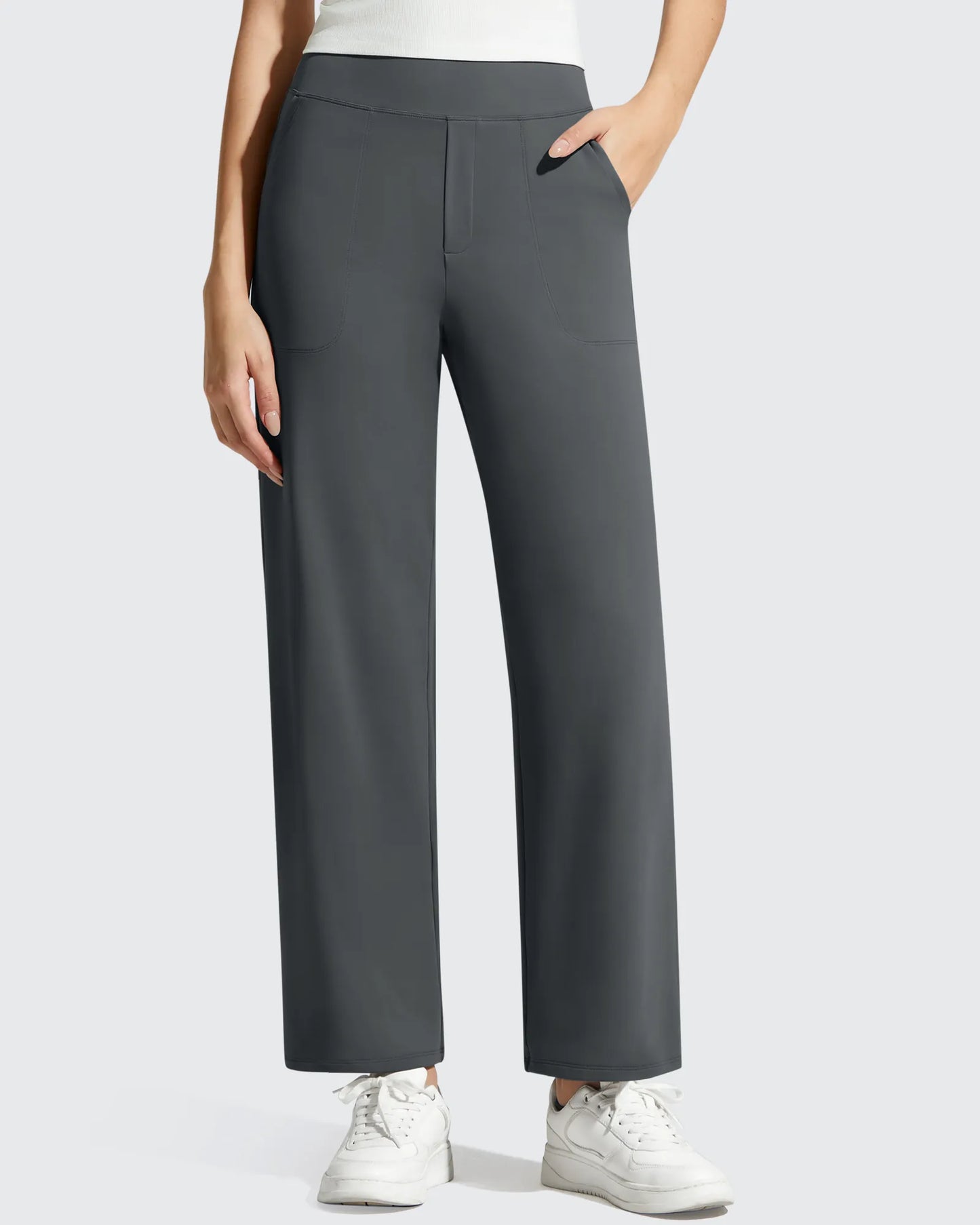 BareFeel Faux Fly Ankle Length Casual Dress Pants
