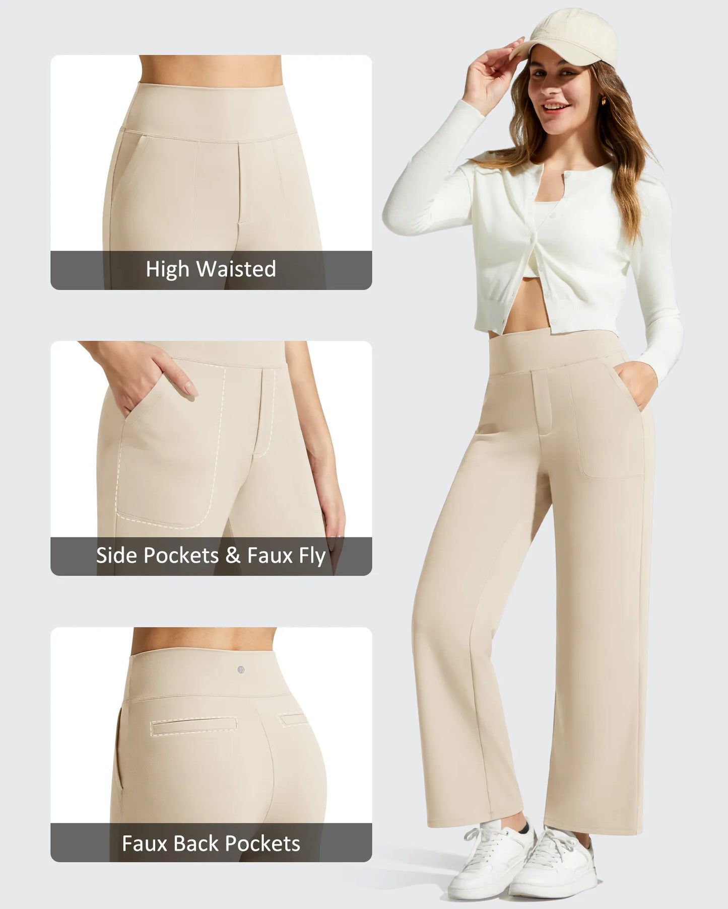 BareFeel Faux Fly Ankle Length Casual Dress Pants