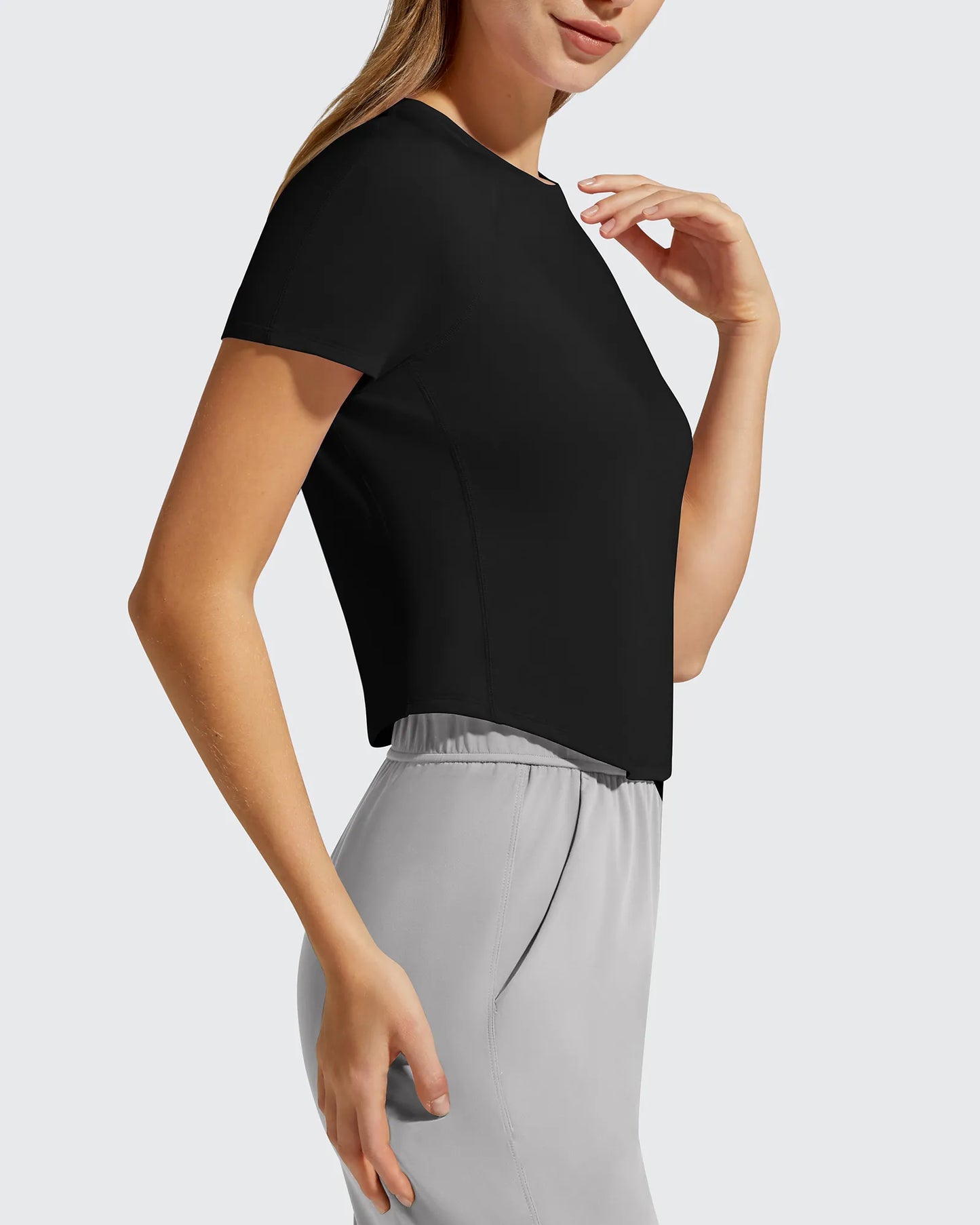 Cropped Crewneck Relaxed Fit Short Sleeve Tops