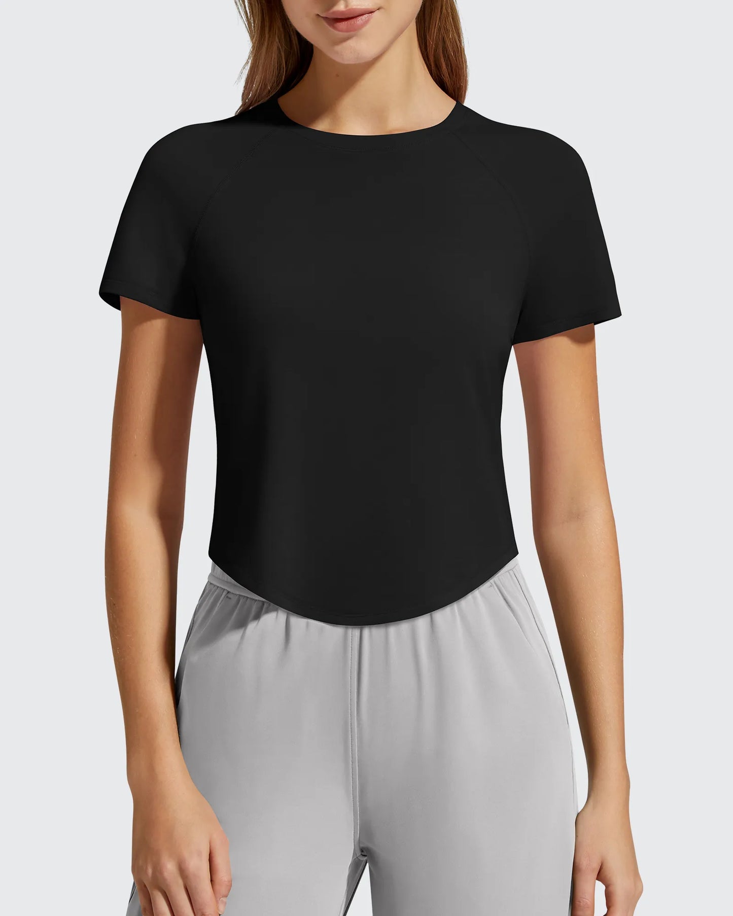 Cropped Crewneck Relaxed Fit Short Sleeve Tops